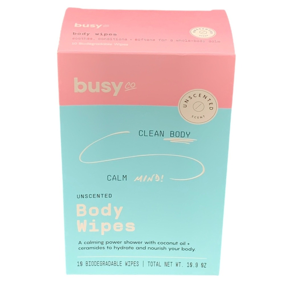 Busy Co Unscented Body Wipes Coconut Oil Ceramides 19 Biodegradable‎ Wipes Vegan